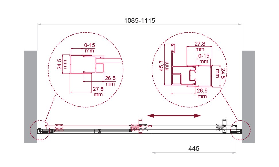 Душевая дверь BelBagno LUCE-BF-1-110-C-Cr