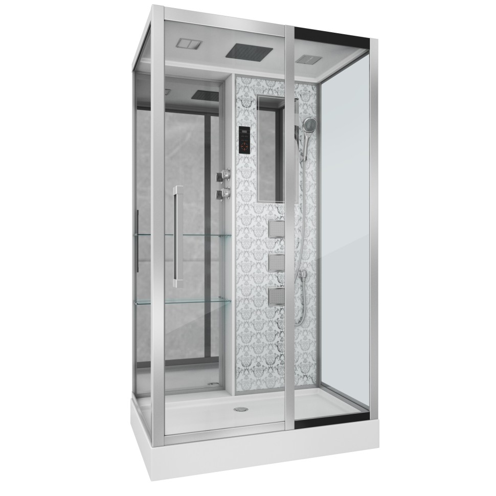 Душевая кабина Niagara Luxe NG-7713WR (82x120х215) низкий поддон(15см),дверь раздвижная,стенки серебро,5 мест