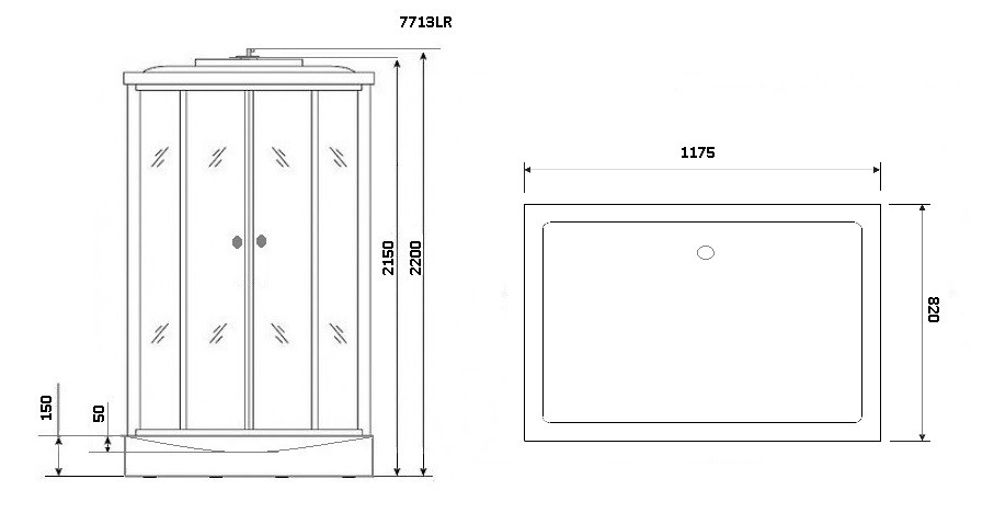 Душевая кабина Niagara Luxe NG-7713WR (82x120х215) низкий поддон(15см),дверь раздвижная,стенки серебро,5 мест