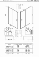 Душевая дверь Veconi Vianno VN-46B, 1150x1950, черный, стекло прозрачное