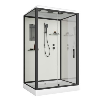 Душевая кабина Niagara Standart ST120/90/15Q/BL (120х90х215) прямоугольник,поддон 15см,распашная,проф.черный,3 места
