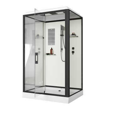 Душевая кабина Niagara Standart ST120/90/15Q/BL (120х90х215) прямоугольник,поддон 15см,распашная,проф.черный,3 места