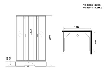 Душевая кабина Niagara Classic NG-33084-14QBKG (100х80х200) средний поддон(26см),стекло матовое,4 места
