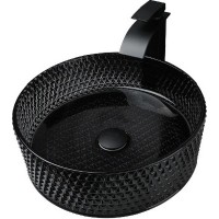 Раковина накладная Ceramalux GL03A стекло, черная