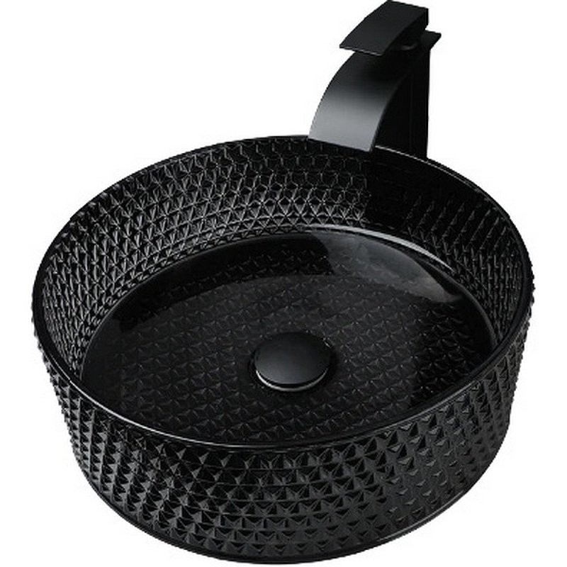 Раковина накладная Ceramalux GL03A стекло, черная