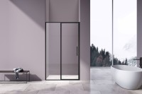 Душевая дверь Slim 8mm VDP-4SL120CLB, черный, стекло прозрачное