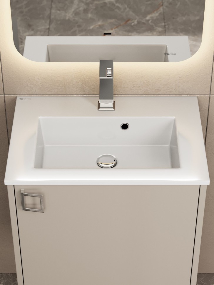 Раковина для ванной 50 см, Uperwood Aurora, белая глянцевая