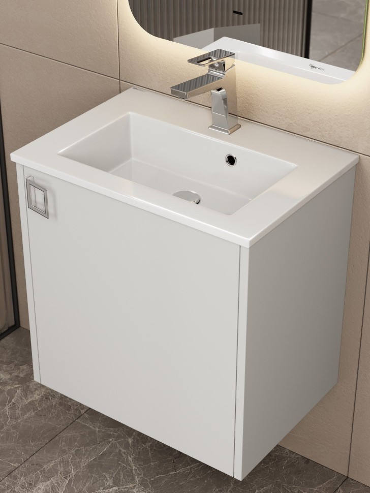 Раковина для ванной 50 см, Uperwood Aurora, белая глянцевая