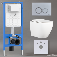 Комплект 3в1 IBERICA BLANCA инсталляция SILENCIO, унитаз BILBAO ALTO белый, кнопка смыва ESTI-O хром глянцевый (IB001.BLA.231.824)