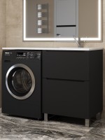 Тумба под стиральную машину напольная Uperwood Tanos 58х47,5х76,5 см, черная, 2 ящика