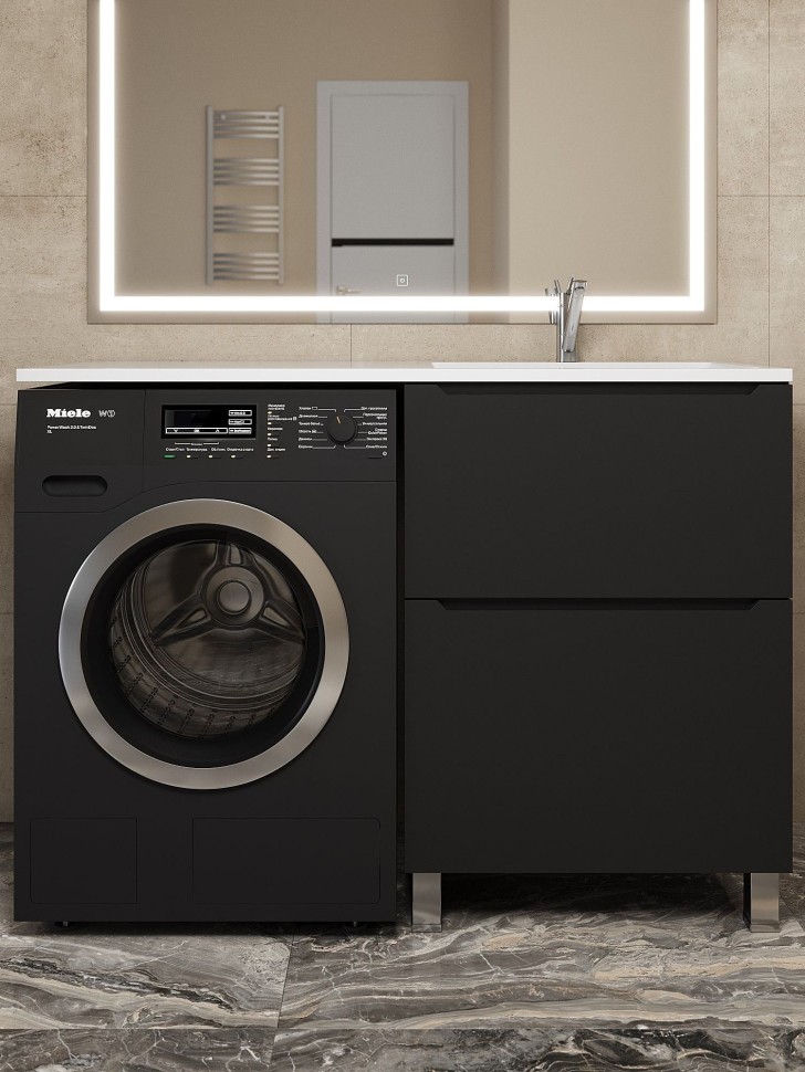 Тумба под стиральную машину напольная Uperwood Tanos 58х47,5х76,5 см, черная, 2 ящика