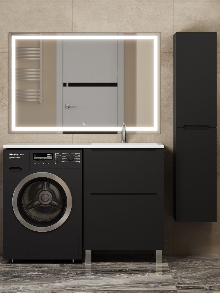 Тумба под стиральную машину напольная Uperwood Tanos 58х47,5х76,5 см, черная, 2 ящика