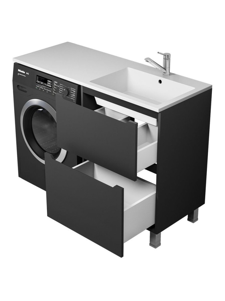 Тумба под стиральную машину напольная Uperwood Tanos 58х47,5х76,5 см, черная, 2 ящика