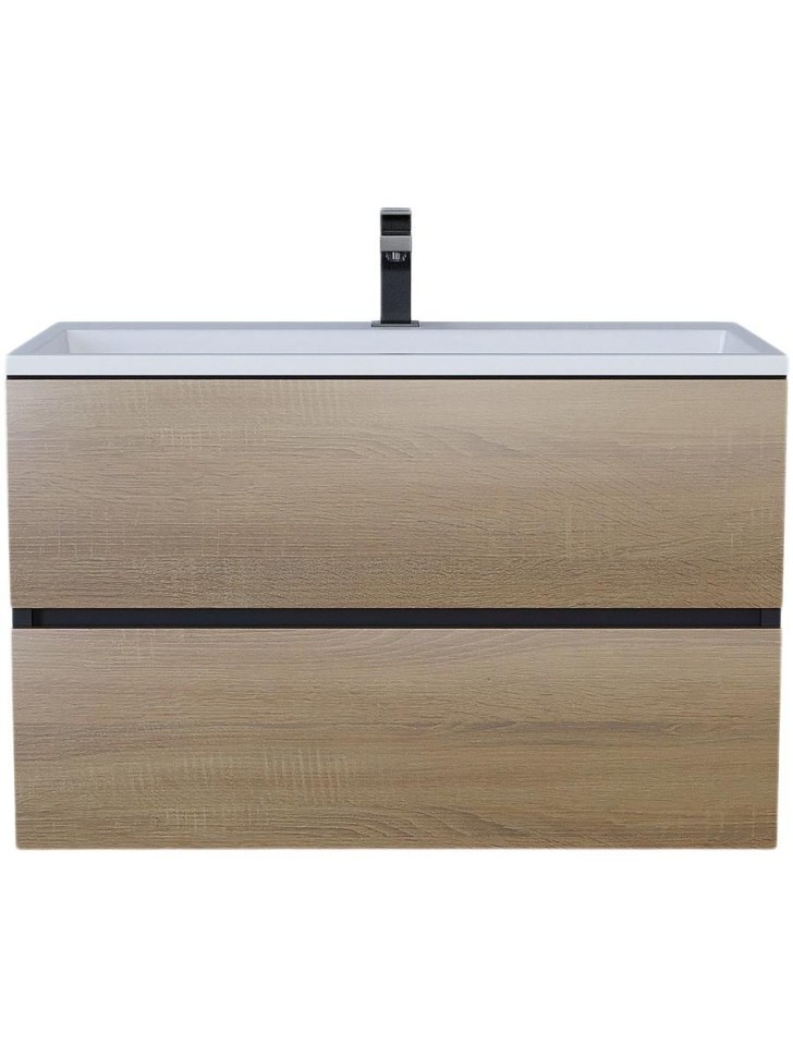 Тумба под раковину для ванной Uperwood Barsa 80 см, подвесная, черная/дуб сонома