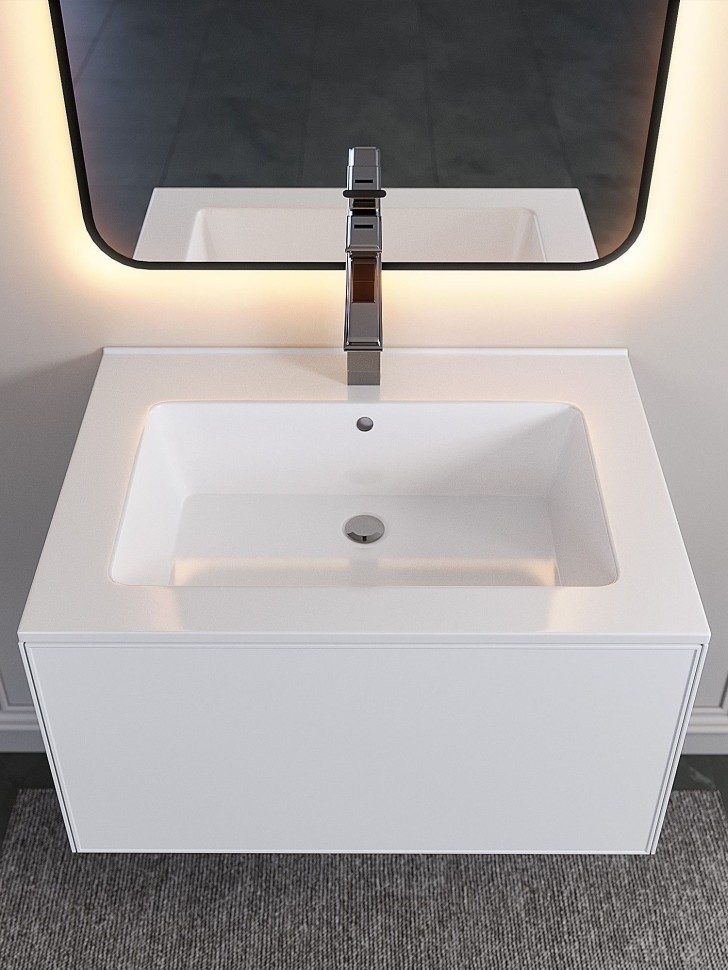 Раковина для ванной 66 см, Uperwood Parma Premium, белая глянцевая