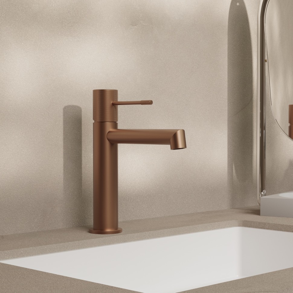 Смеситель для раковины Дизаер (Desire) VBF-1D1BC однорычажный, брашированная медь