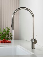 AQM9901BN Cucina Смеситель для кухни с выдвижным U-образным изливом,никель шлифованный