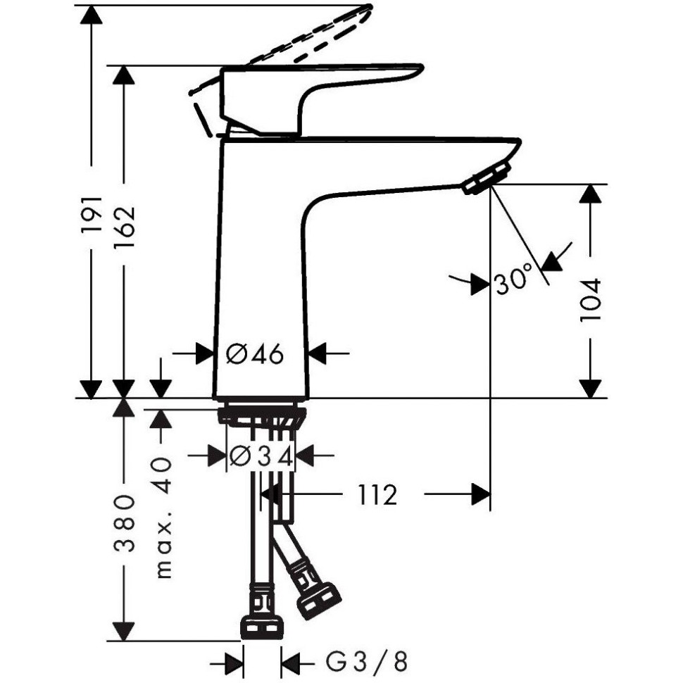 Смеситель для раковины Hansgrohe Talis E 71712670 черный матовый