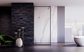 Душевая перегородка Veconi Korato KR-81B, 1100x2000, черный матовый, стекло прозрачное