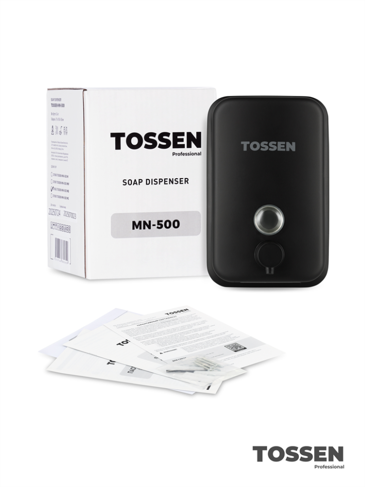 TOSSEN MN-500 MB - механический диспенсер жидкого мыла (коллекция «Матовый чёрный»)  