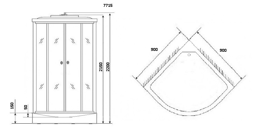 Душевая кабина Niagara Luxe NG-7715G (90x90х215) низкий поддон(15см),дверь раздвижная,стенки золото,4 места