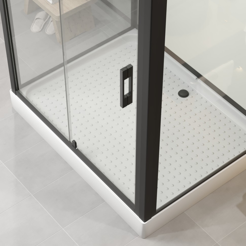 Душевая кабина Niagara Standart ST120/90/15Q/BL/BK (120х90х200) прямоугольник,поддон 15см,распашная,проф.черный,без крыши,3 места