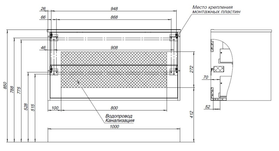 Тумба с раковиной Lino 100 (Flat) Дуб Веллингтон