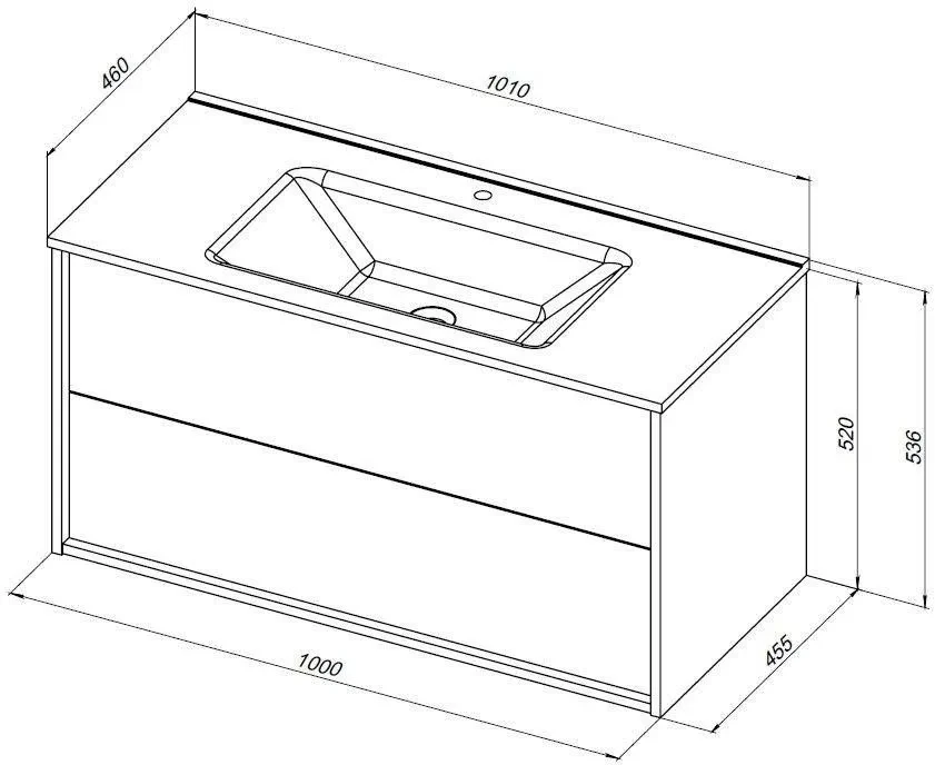 Тумба с раковиной Lino 100 (Flat) Дуб Веллингтон