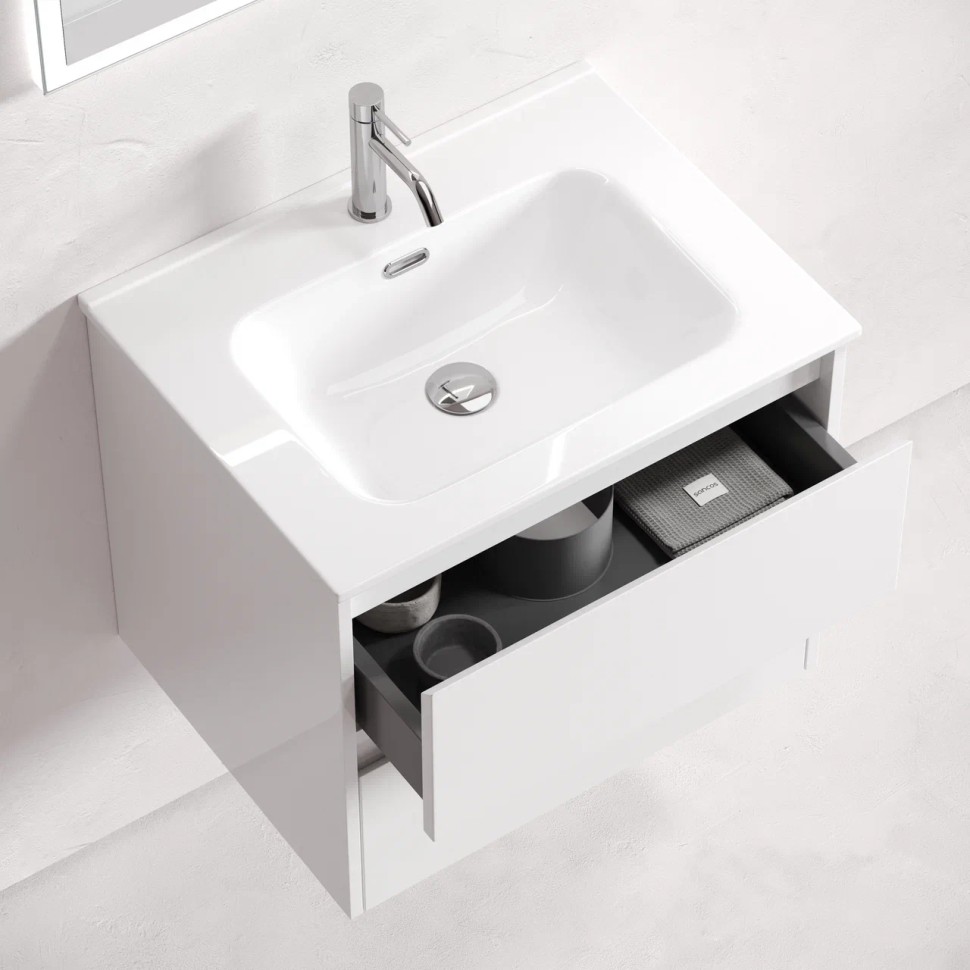Тумба подвесная SANCOS Libra 590х450х500, c двумя ящиками оснащенными доводчиками, белый глянец , арт. LB60W