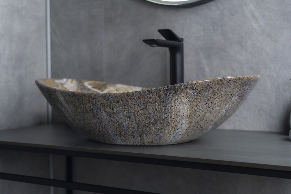 Раковина Gid Mnc811T 54477 накладная под камень глянцевая 61x37x15