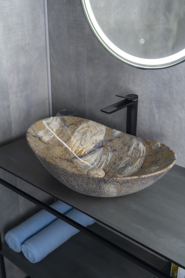 Раковина Gid Mnc811T 54477 накладная под камень глянцевая 61x37x15