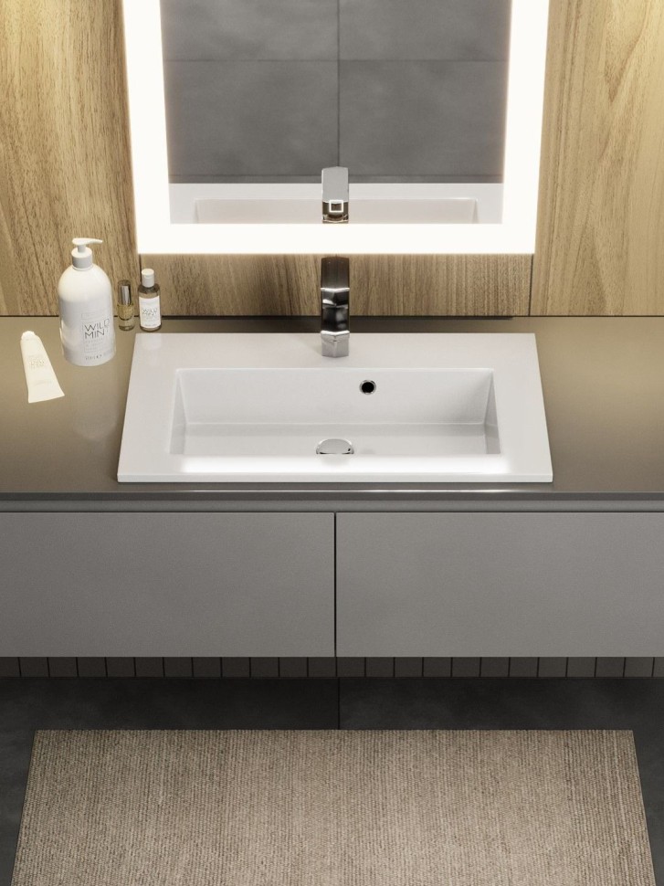 Раковина для ванной 60 см, Uperwood Aurora, белая глянцевая