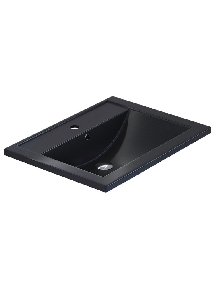 Раковина для ванной кварцевая Uperwood Foster Quartz 60х40,5х16,5 см, черная матовая, космос