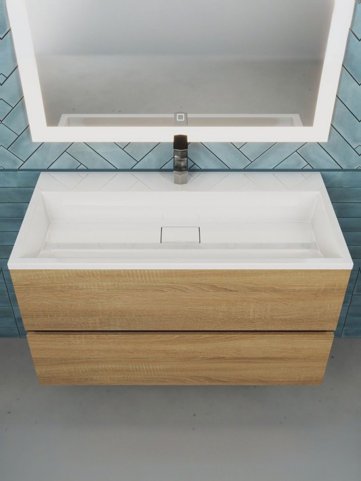 Тумба под раковину для ванной Uperwood Barsa 90 см, подвесная, черная/дуб сонома