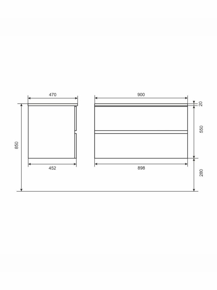 Тумба под раковину для ванной Uperwood Barsa 90 см, подвесная, черная/дуб сонома