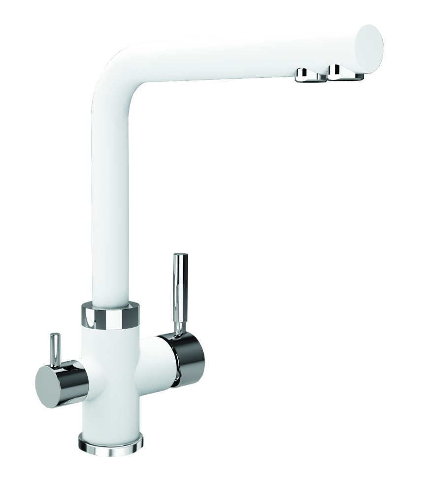 Смеситель для кухни Uperwood Quartz Premium UPD-03-01, с каналом для фильтрованной воды, белый