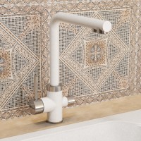 Смеситель для кухни Uperwood Quartz Premium UPD-03-01, с каналом для фильтрованной воды, белый