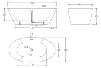 Акриловая ванна BELBAGNO BB68-1800, 1800x900x600