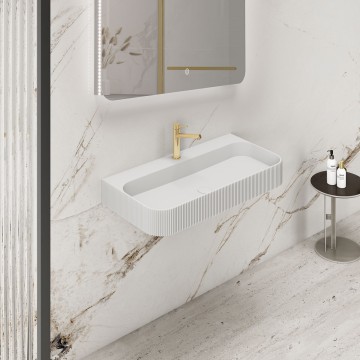 Раковина Солид Серфейс (Solid Surface) Vincea VWB-6SG90MW, 900*460*120, подвесная, цвет белый матовый