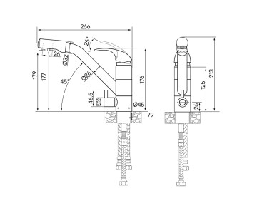 Смеситель для кухни HESSEN, антрацит, He213017-401(AN), Paulmark