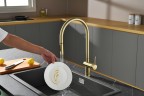 AQM9901BG Cucina Смеситель для кухни с выдвижным U-образным изливом, золото шлифованное