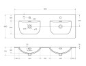 Керамическая раковина с двумя чашами BelBagno BB-8099-120-2