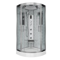 Душевая кабина Niagara Luxe NG-7715W (90x90х215) низкий поддон(15см),дверь раздвижная,стенки серебро,4 места
