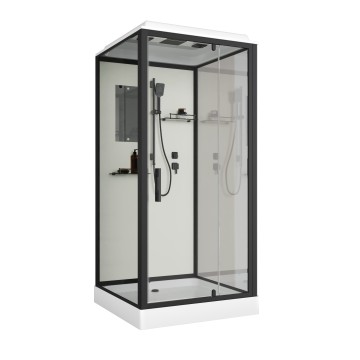 Душевая кабина Niagara Standart ST80/15Q/BL (80х80х215) квадрат,поддон 15см,распашная,проф.черный,3 места
