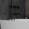 AQM8408MB Набор для комплектации ванны с изливом, верхним и ручным душем, матовый черный