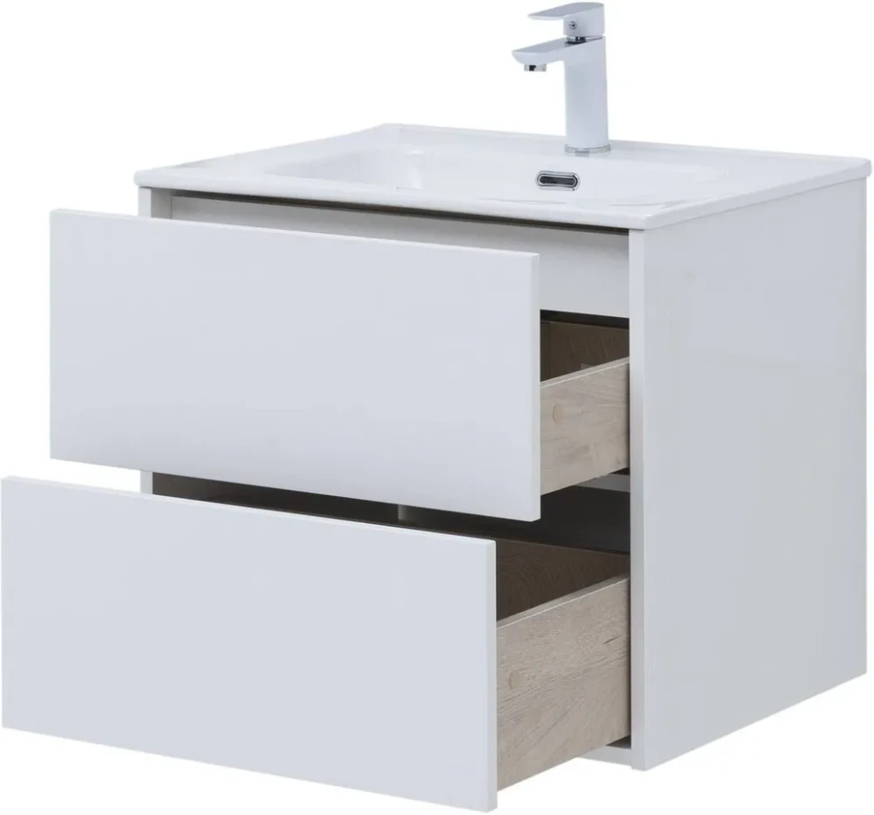 Тумба c раковиной Lino 60 (Flat) белый глянец
