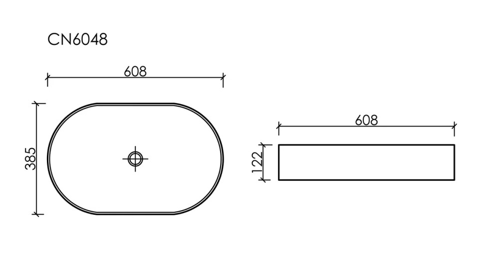 Умывальник чаша накладная овальная Element 608x385x122мм