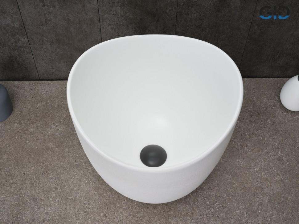 Раковина Gid N9303wg 51221 накладная белый матовый / белый графит 36x36x32