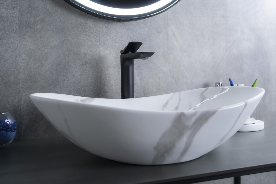 Раковина Gid Mnc811C 54478 накладная под камень глянцевая 61x37x15