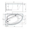 Комплект Акриловая ванна TIMO IVA1595L 150*95*70+Каркас + Слив-перелив